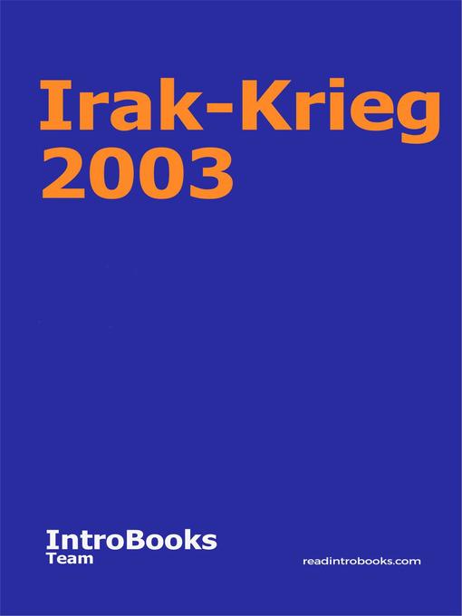 Title details for Irak-Krieg 2003 by IntroBooks Team - Wait list